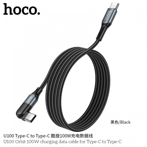 U100 Orbit 100W Charging Data Cable for Type-C to Type-C Black